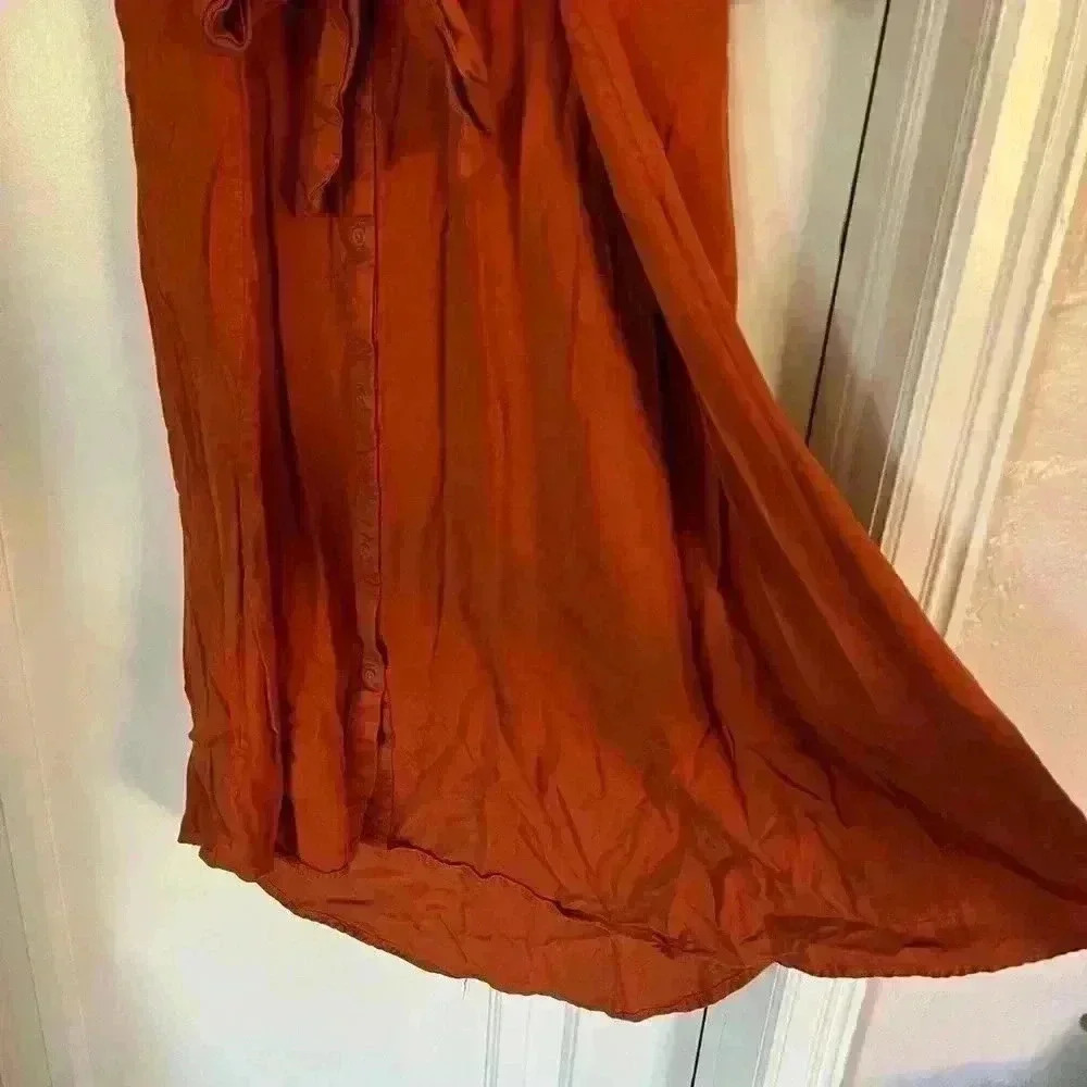 Monki Belted shirt dress - Reclaimed rust size L basic office oversized orange - Picture 10 of 10